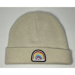 Vans Rainbow Patch Beanie Hat Cream Knit Cap Skater‎ Winter Warm Cap